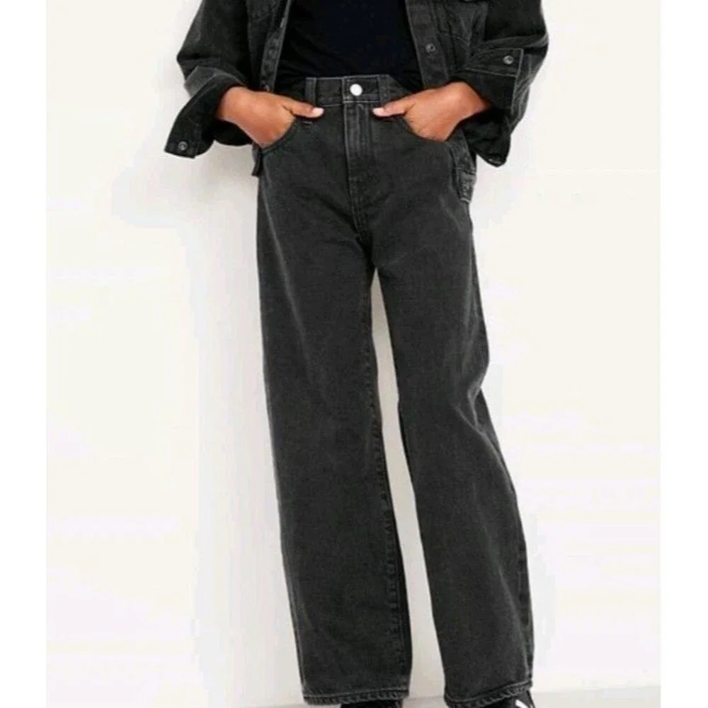 NWT Girls Old Navy Baggy Straight Leg Jeans Size 16 Black